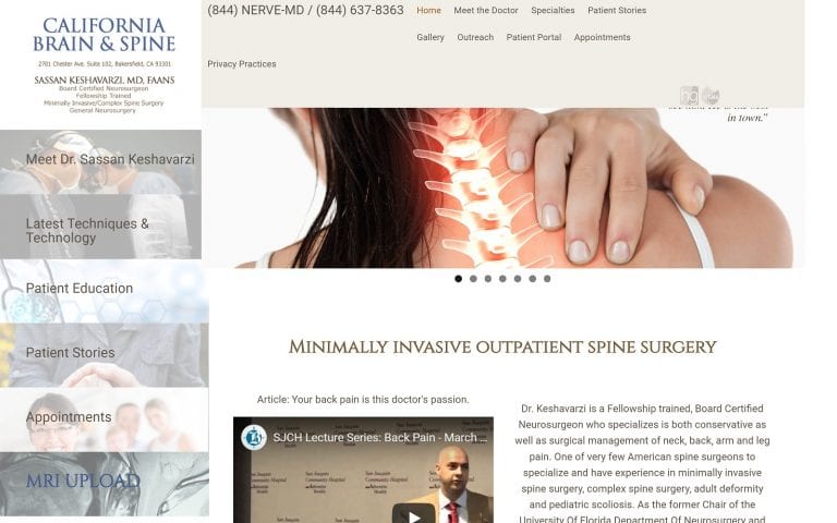 Cabrainandspine.com Screenshot