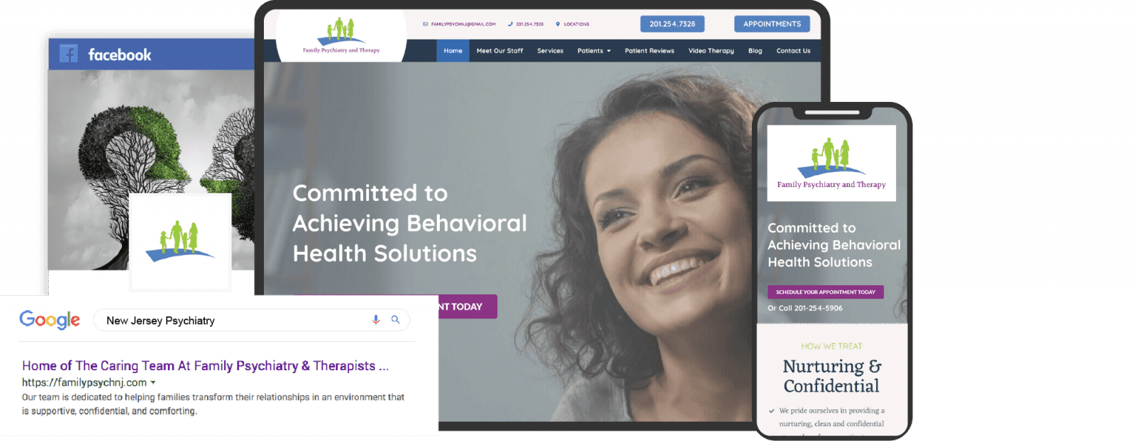 Family Psychiatry of New Jersey Website on Multiple Devices