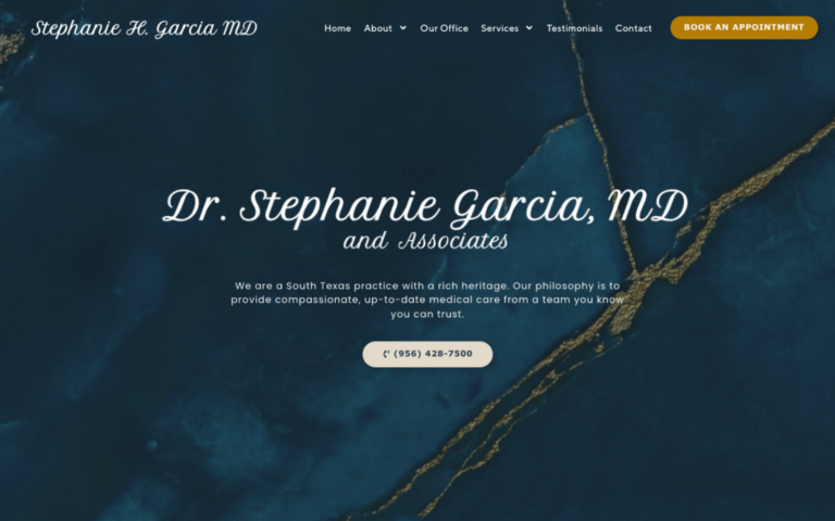 a website with a gold line for Medical care